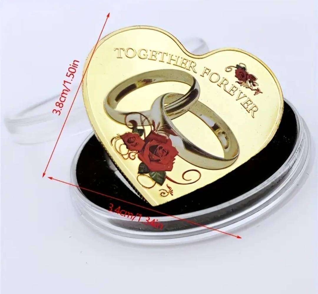 3pcs Carefully Carved Commemorative Coins Set. Adorned with Love & Roses.