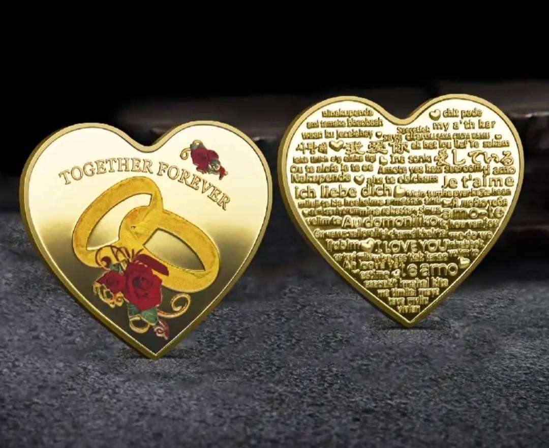 3pcs Carefully Carved Commemorative Coins Set. Adorned with Love & Roses.