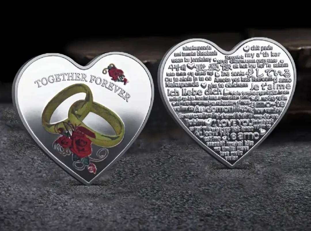 3pcs Carefully Carved Commemorative Coins Set. Adorned with Love & Roses.