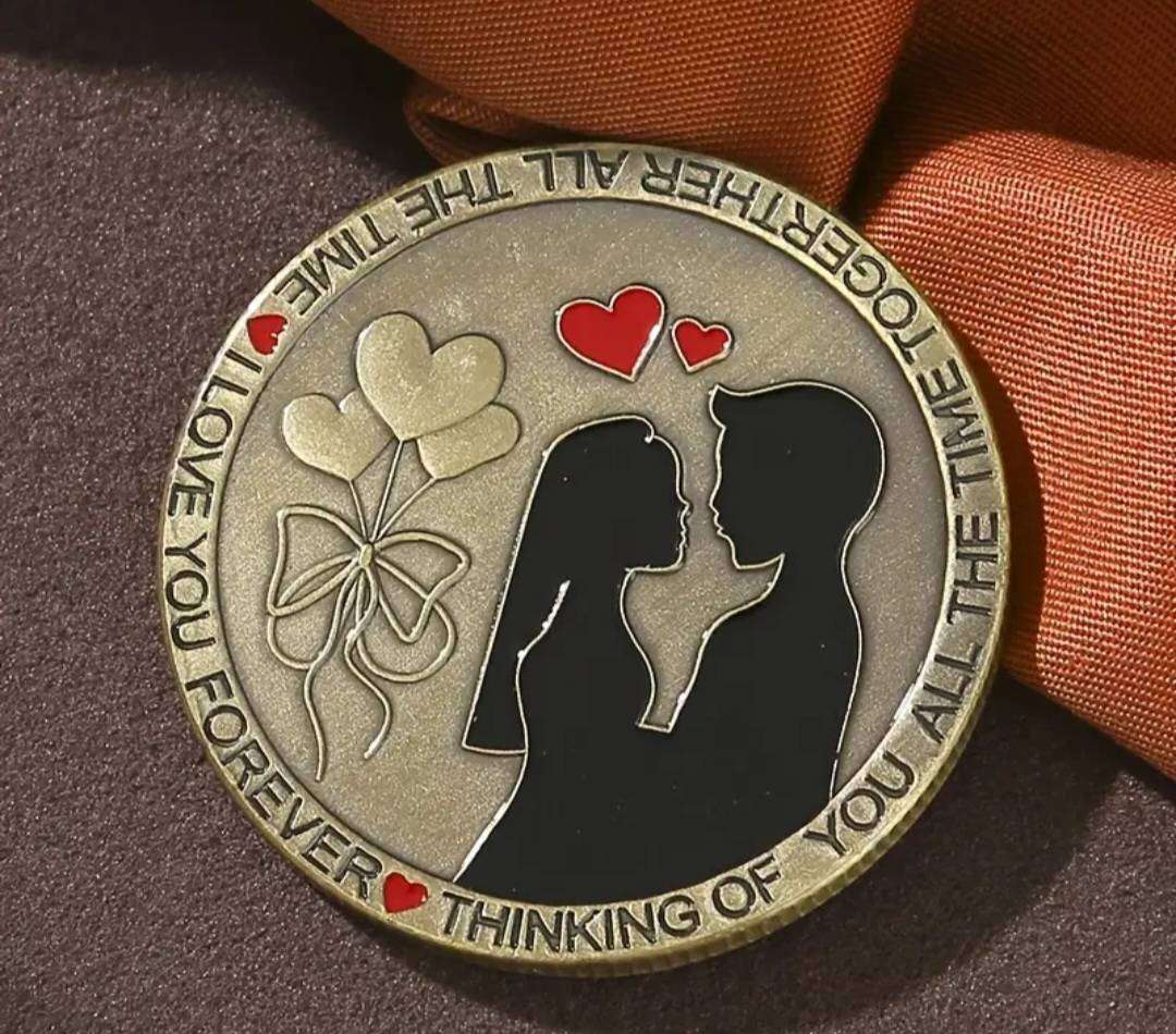 3pcs Carefully Carved Commemorative Coins Set. Adorned with Love & Roses.