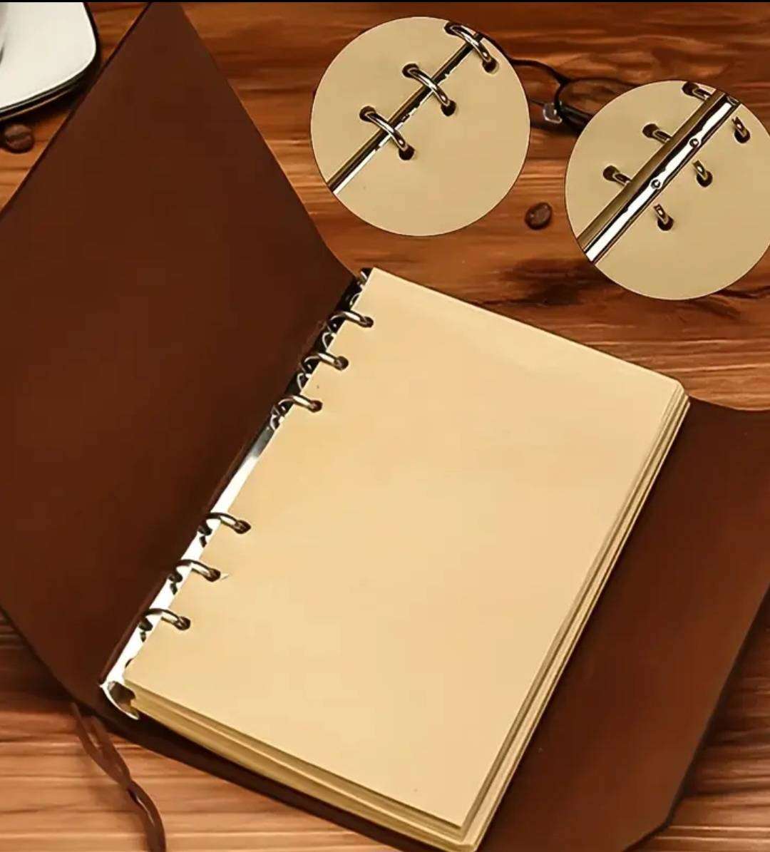 Vintage Leather Pirate Notebook A7 with 2-Black & Golden Gel Pens." Red " New