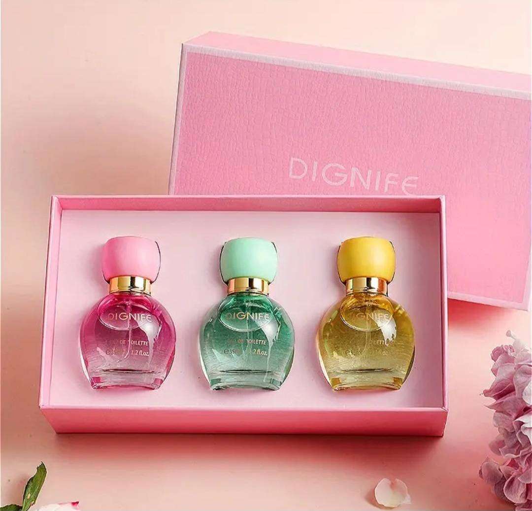 Elegant Fragrance Dignife Trio:Luxurious 3pc Women's Perfume New in Gift Box.