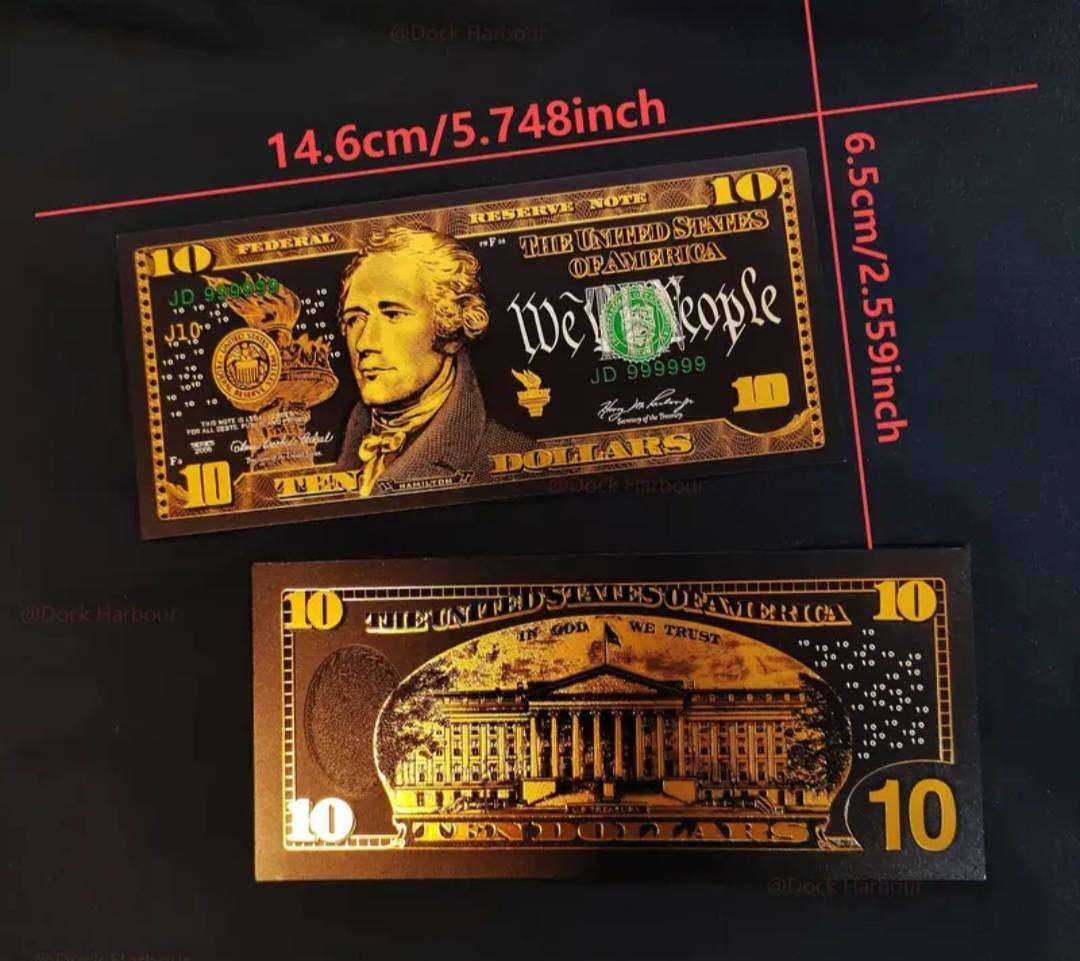 8 Golden Foil Highly Collectible Dollar Notes "one Dollar to 100 Dollars" Amazing-quality