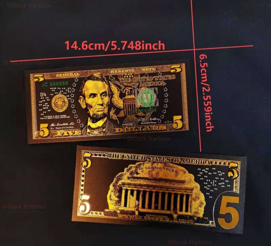8 Golden Foil Highly Collectible Dollar Notes "one Dollar to 100 Dollars" Amazing-quality