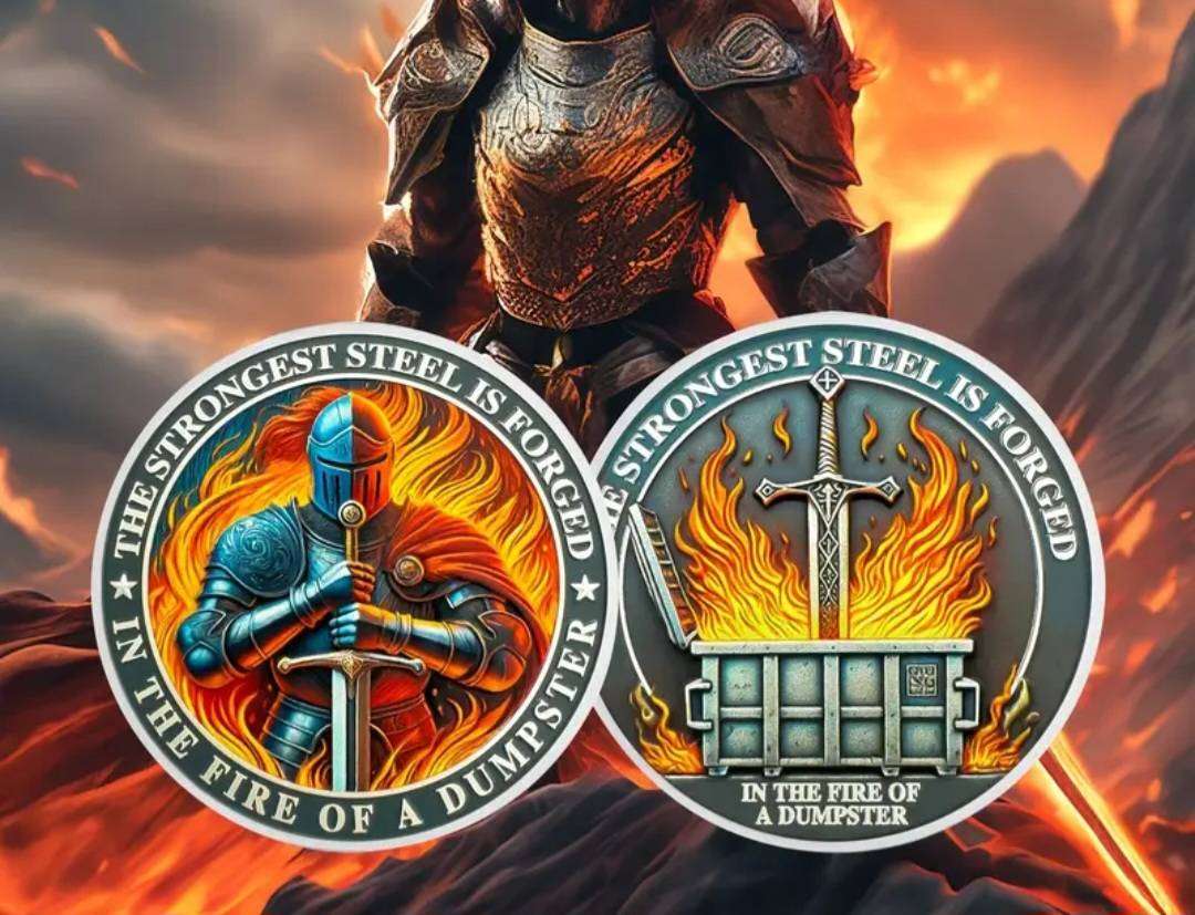 The Strongest Steel is Forged." In The Fire of a Dumpster " Commemoritive Coin New in Capsule