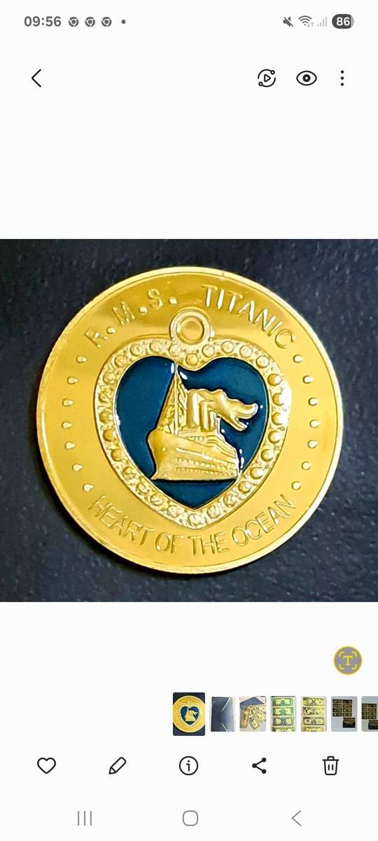 R.M.S.Titanic "Heart of the Ocean" 1895-1999 " Rose Morgan Dawson Blake Calvert Commemorative coin