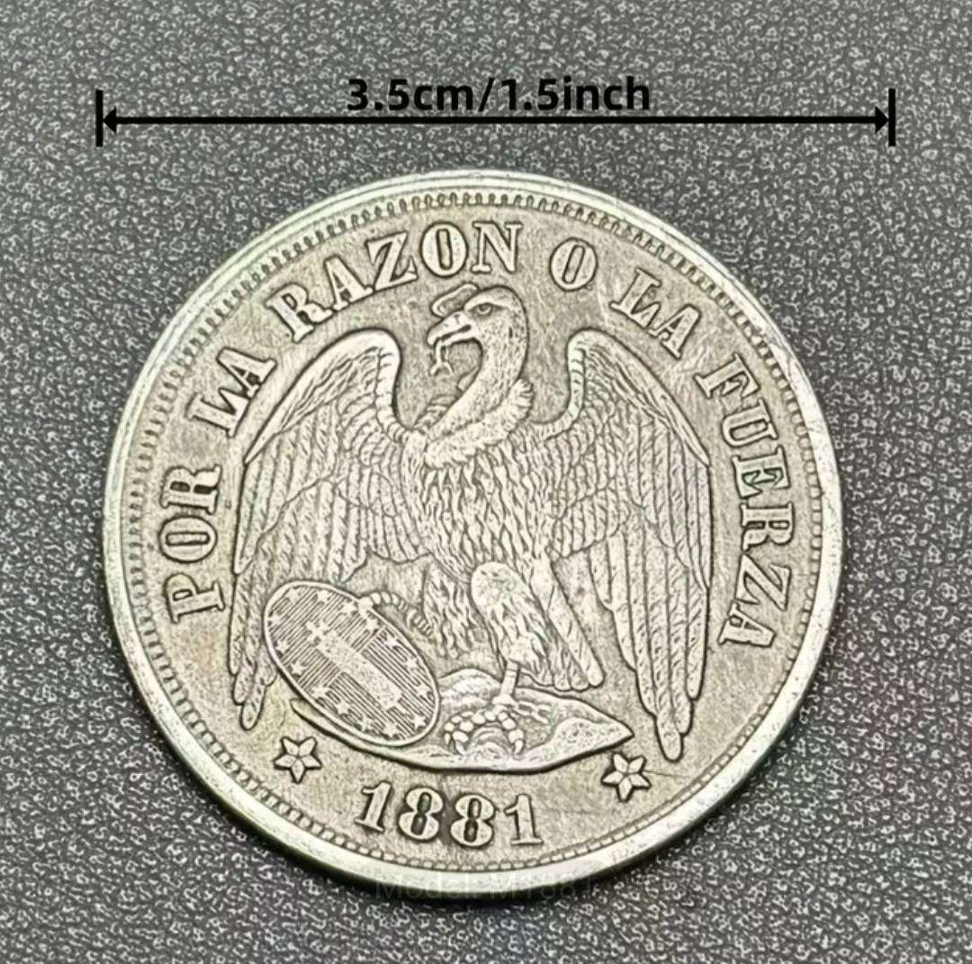 1881 Vintage Mexican UN PESO Vintage Commemorative Coin. " Crown Size Coin "