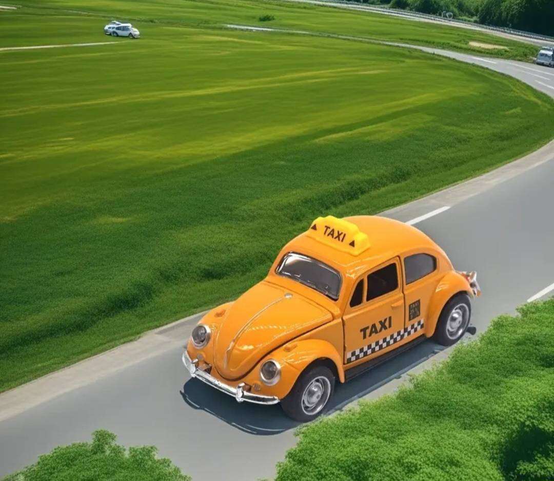 Vintage VW Beatle Classical "TAXI" Die cast 1:32 Pull Back Friction Car .New in Box