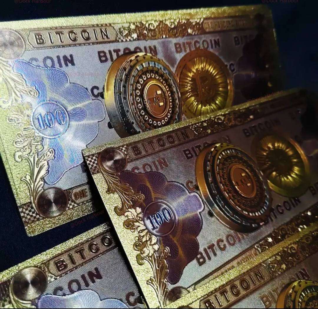 2.pcs Reissue Classic Golden Foil Bitcoin Bills. " Collector's Edition " New