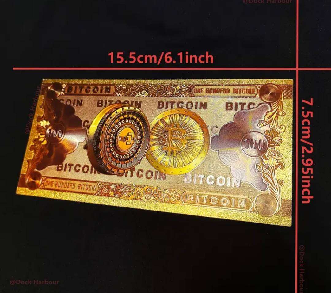 2.pcs Reissue Classic Golden Foil Bitcoin Bills. " Collector's Edition " New