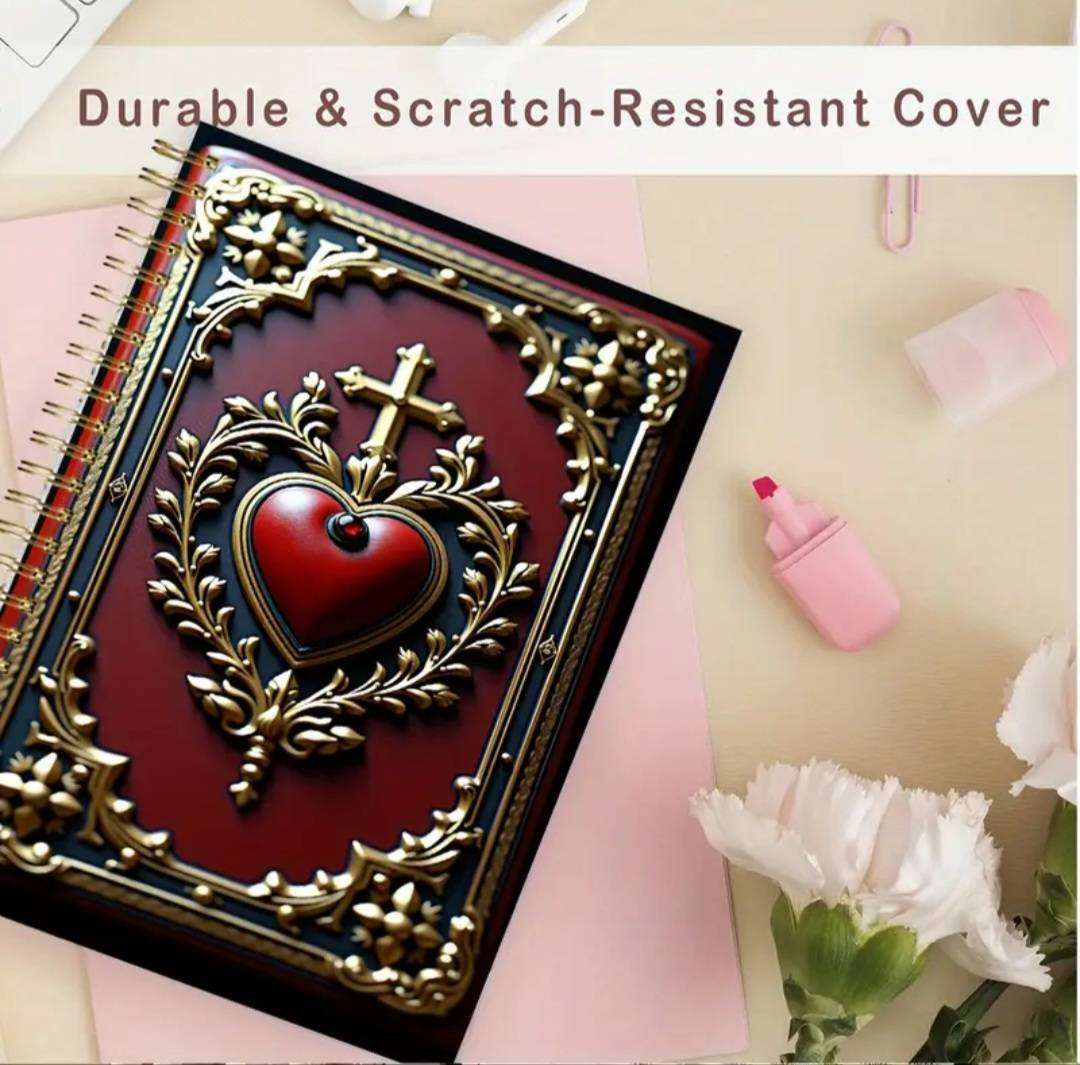 Vintage Style Christian Bible Journal Notebook, 50Sheets Lined Pages Wire Binding  New