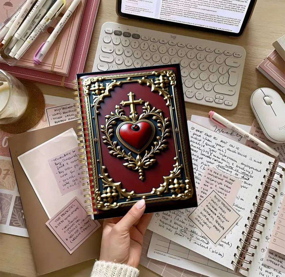 Vintage Style Christian Bible Journal Notebook, 50Sheets Lined Pages Wire Binding  New