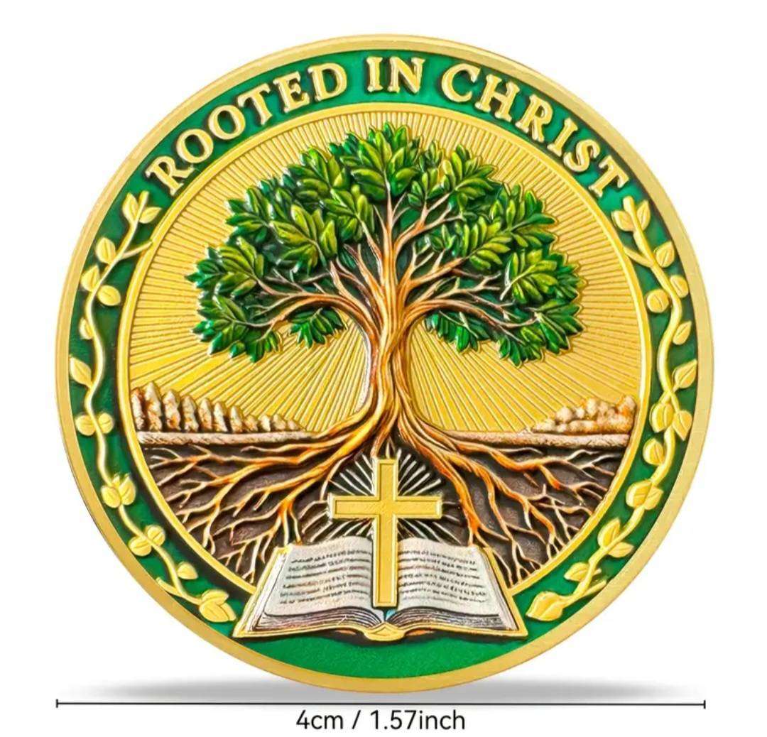 Religious Coin " Rooted in Christ " Colossians 2:6-7 " Commemorative Coin New in Capsule.