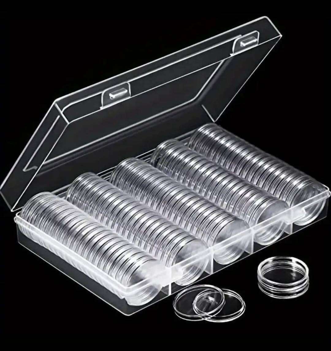 100pc *30mm* Coin Capsules and Protective Box / Storage Box  New 100Capsules + Storage Box .