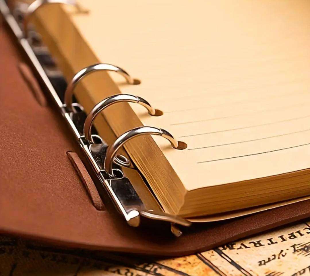 Vintage Leather Pirate Notebook A7 with 2-Black & Golden Gel Pens." Brown" New