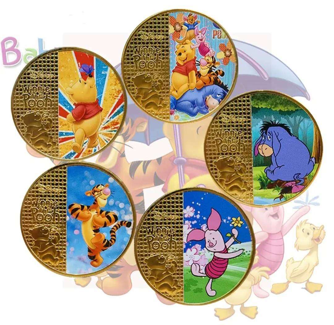 Disney 5.pcs Winnie the Pooh characters Commemorative coin Set New in Capsules