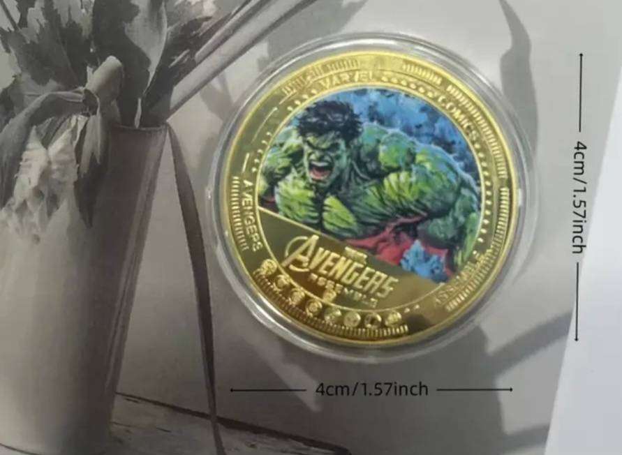 5.pcs Official Licensed Hulk Character's Commemorative Coin Set. New in Capsule's Gold Plated