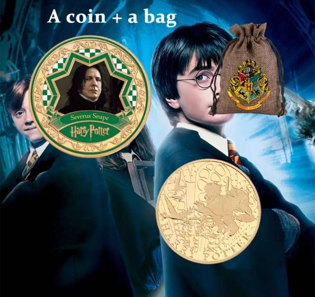 Harry Potter Official 5.pcs Commemorative coin Set New in Capsules & A Drawstring Bag .