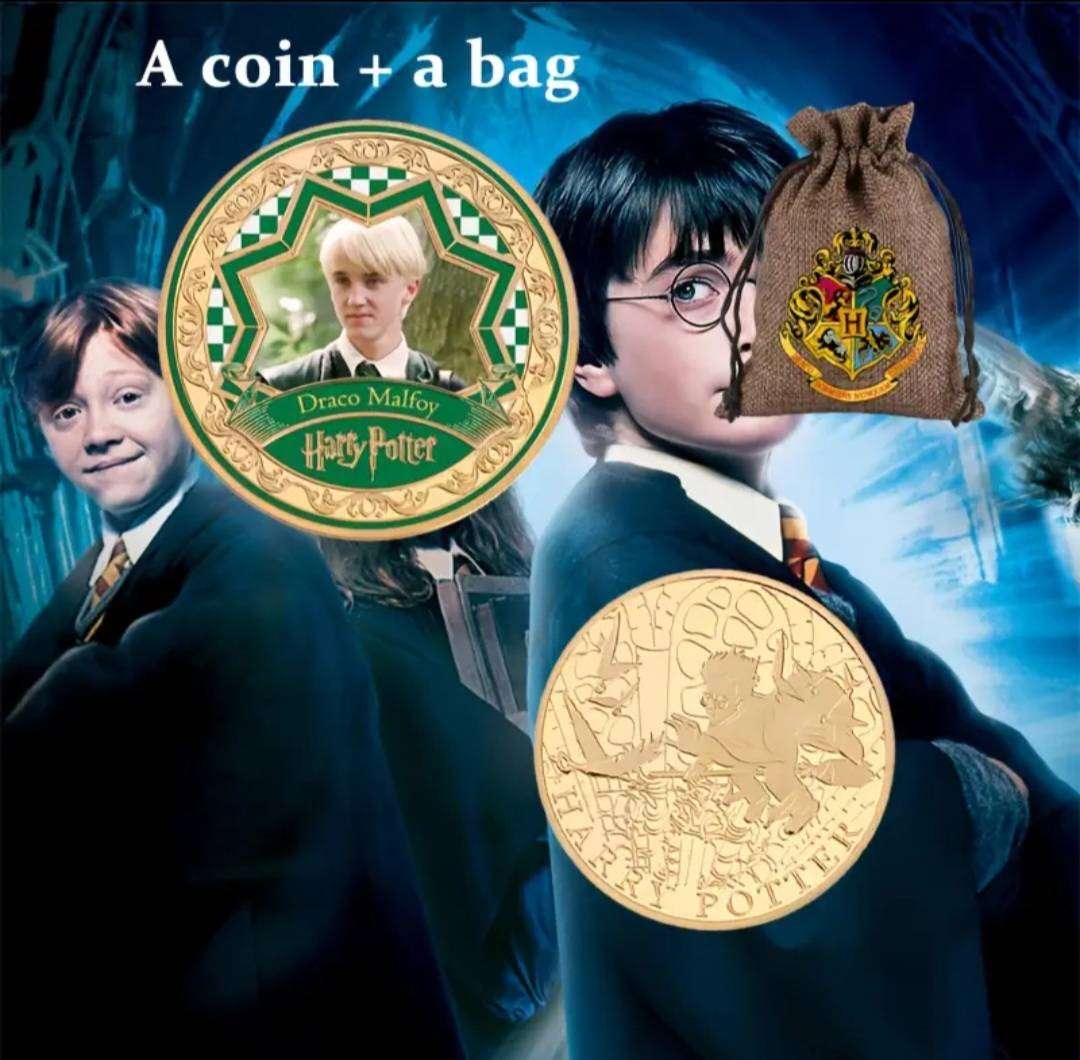 Harry Potter Official 5.pcs Commemorative coin Set New in Capsules & A Drawstring Bag .
