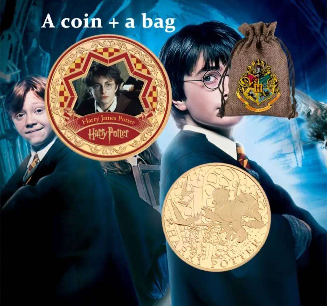 Harry Potter Official 5.pcs Commemorative coin Set New in Capsules & A Drawstring Bag .