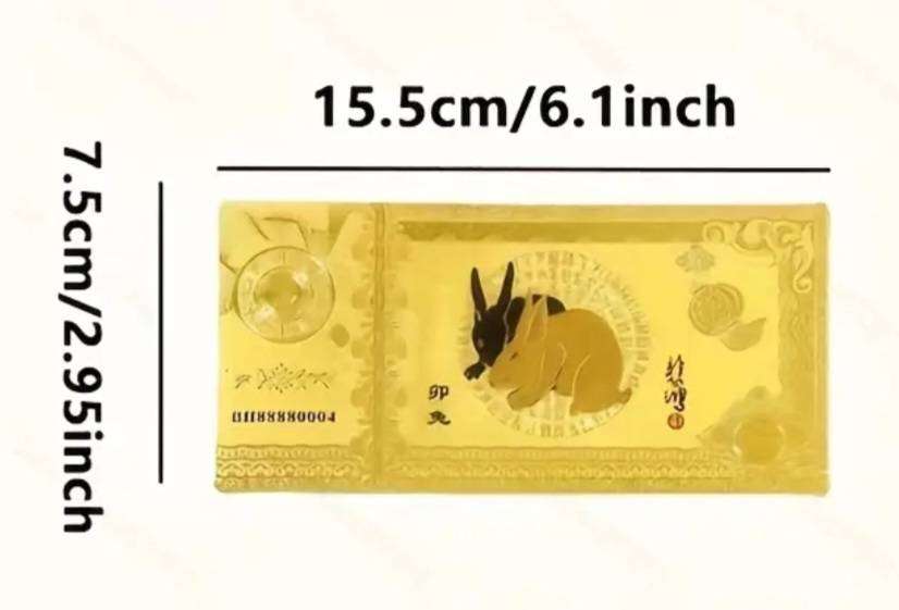 12pcs Golden Foil Commemorative Zodiac Animals Bills/Notes with Red Envelope New