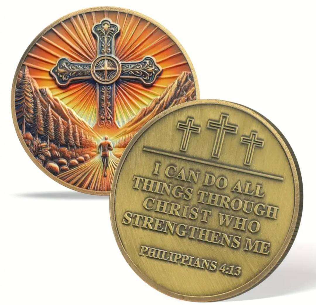Religious "Faith"Commemorative Coin" Cross -Light" New in Capsule "Philippians 4:13