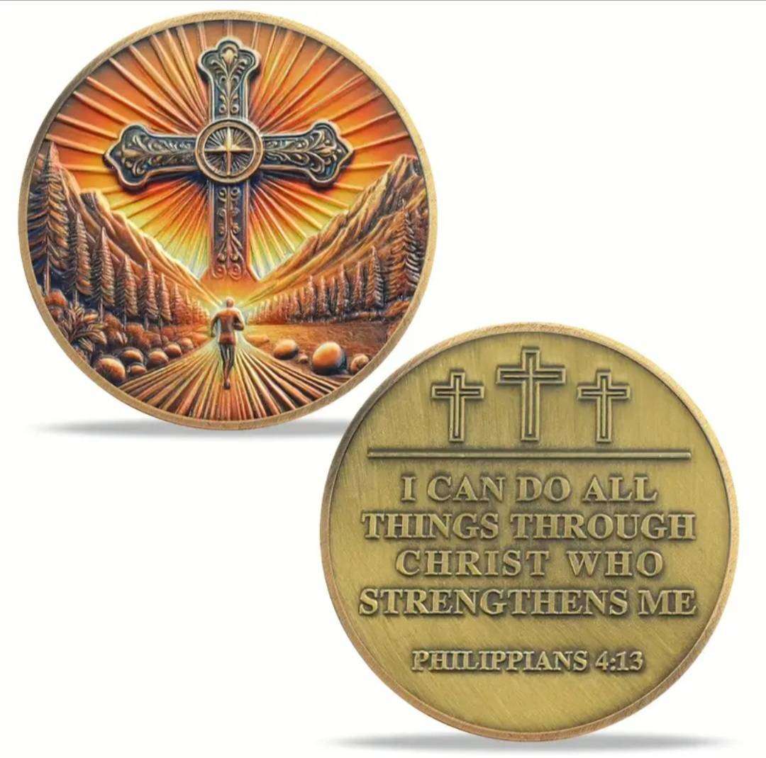 Religious "Faith"Commemorative Coin" Cross -Light" New in Capsule "Philippians 4:13