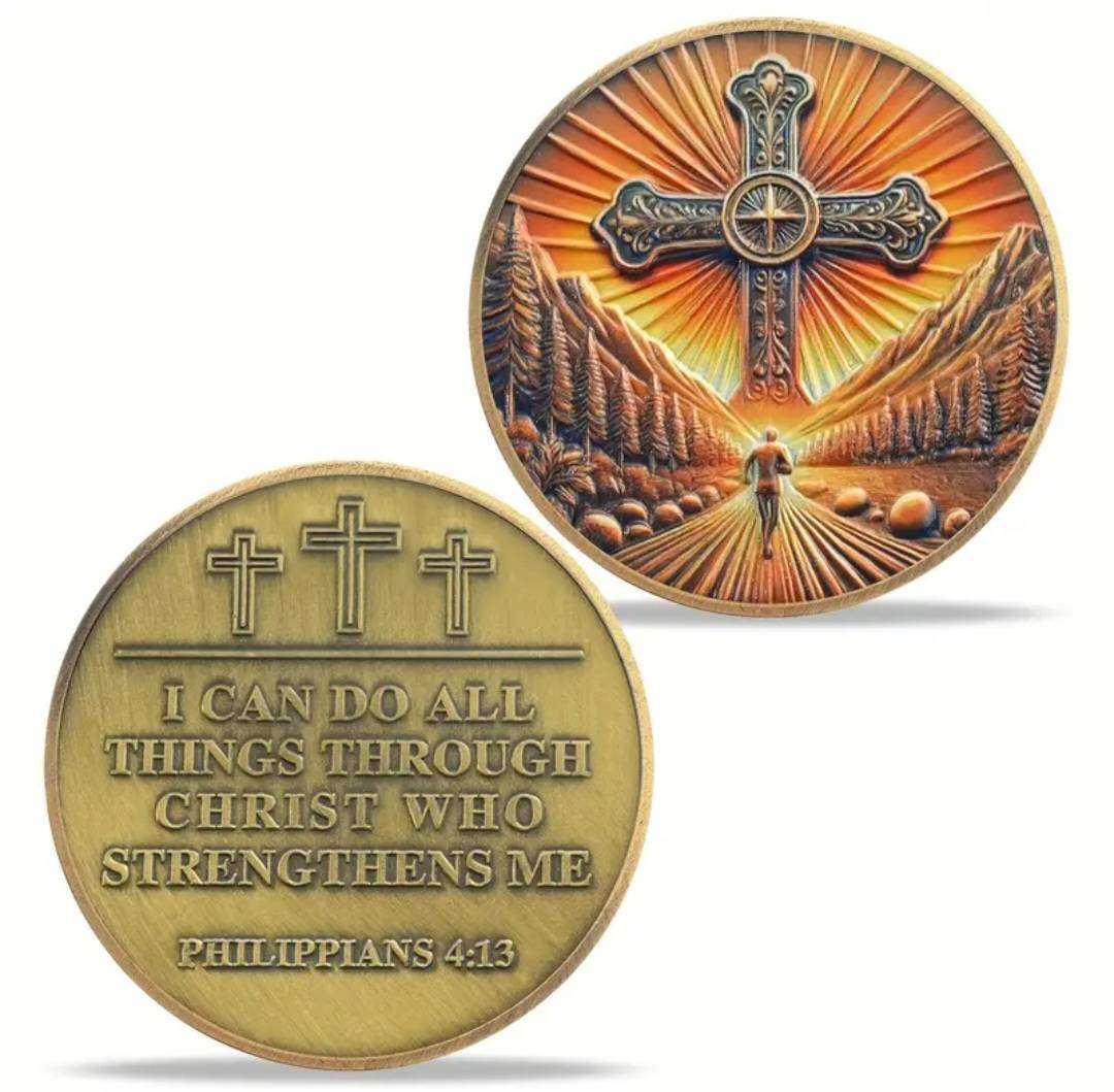 Religious "Faith"Commemorative Coin" Cross -Light" New in Capsule "Philippians 4:13