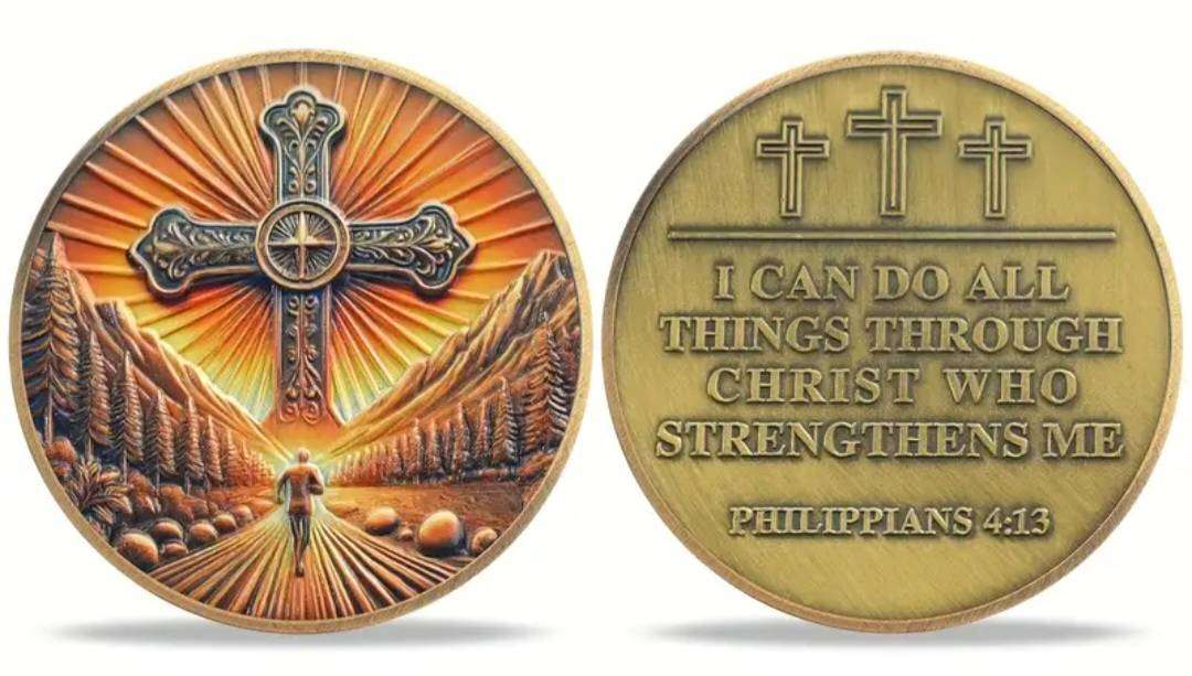 Religious "Faith"Commemorative Coin" Cross -Light" New in Capsule "Philippians 4:13