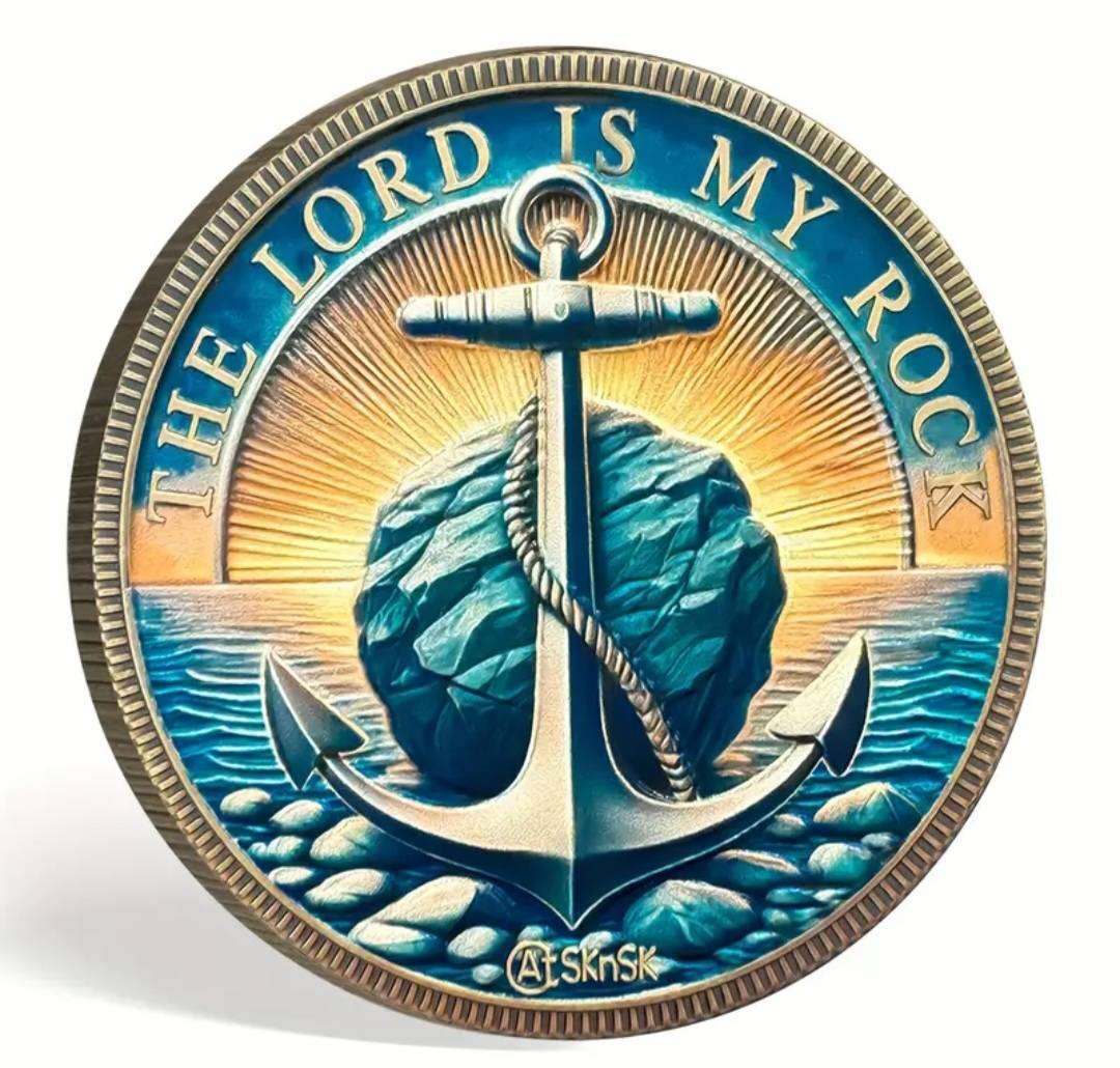 Anchor & Rock Commemorative Challenge Coin New in Capsule. "Psalm 18:2 "