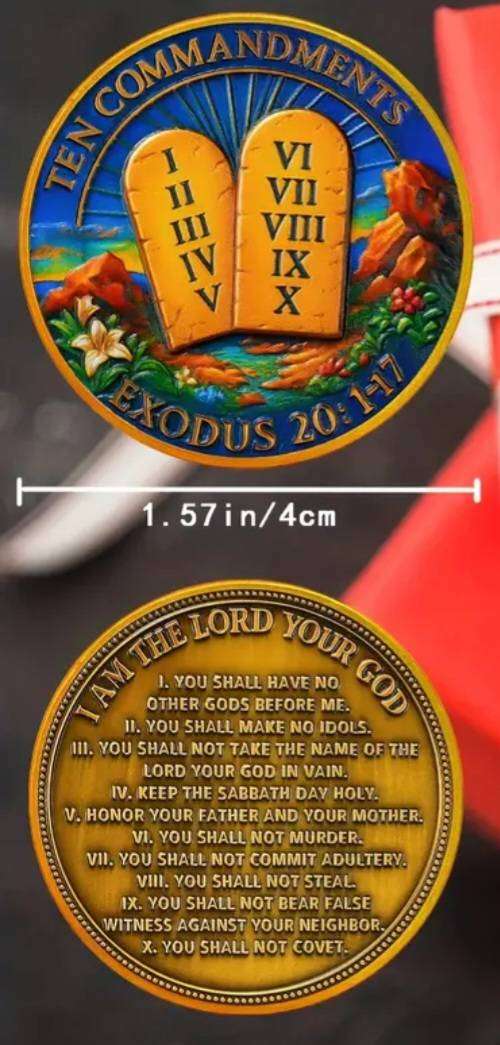 The Ten Commandments Christian Commemorative Coin.New in Capsule