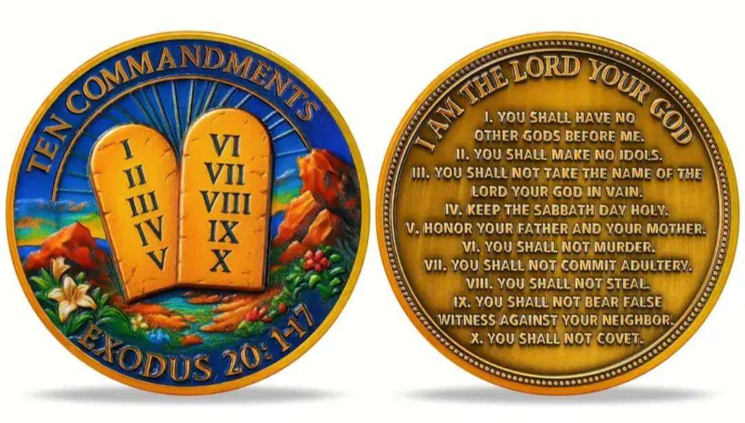 The Ten Commandments Christian Commemorative Coin.New in Capsule