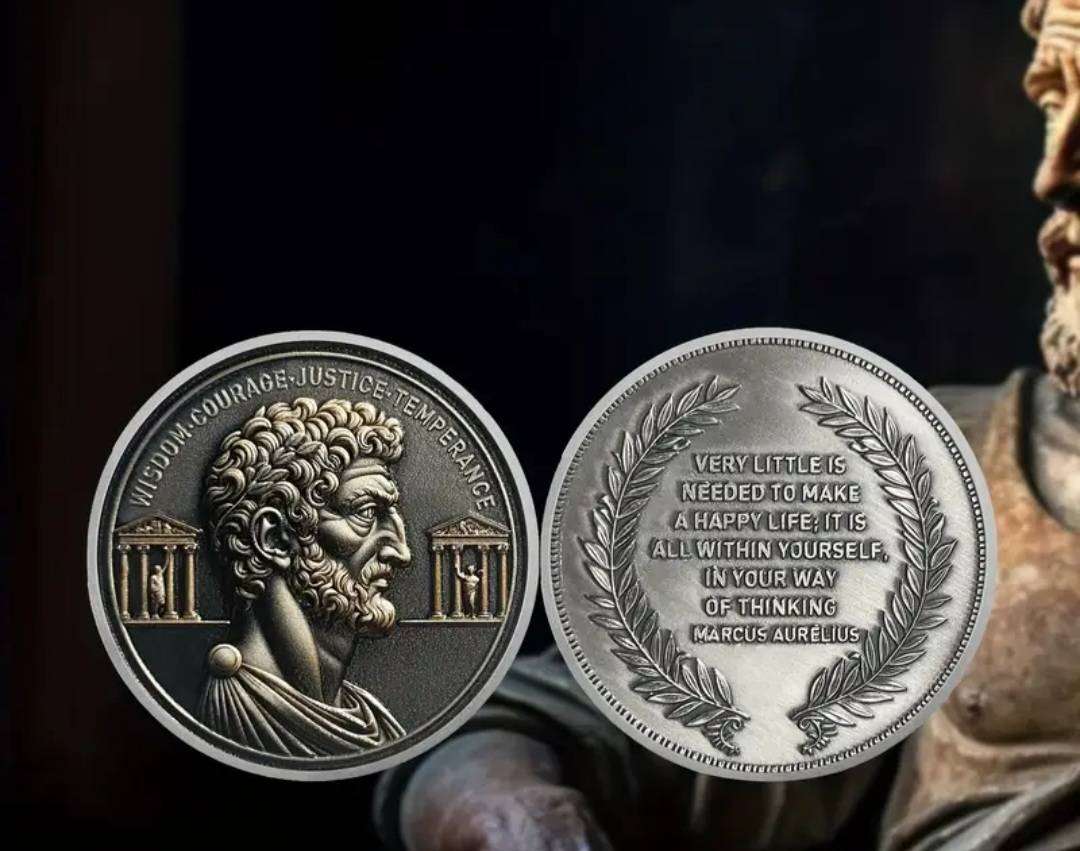 Philosophical Coin Symbolizes Wisdom, Courage, Justice and Temperance. New in Protective Capsule.