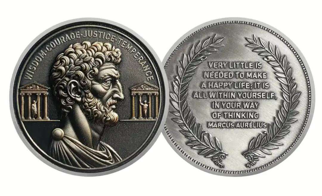 Philosophical Coin Symbolizes Wisdom, Courage, Justice and Temperance. New in Protective Capsule.