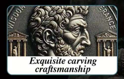 Philosophical Coin Symbolizes Wisdom, Courage, Justice and Temperance. New in Protective Capsule.