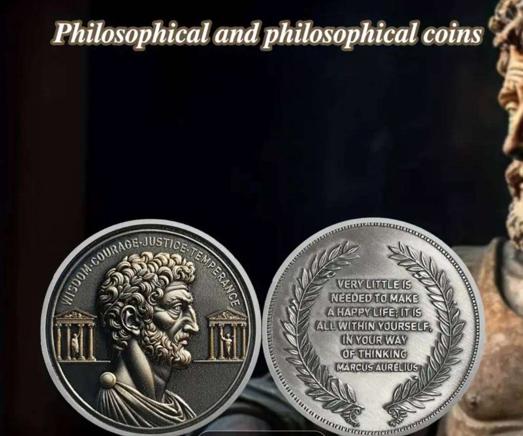 Philosophical Coin Symbolizes Wisdom, Courage, Justice and Temperance. New in Protective Capsule.