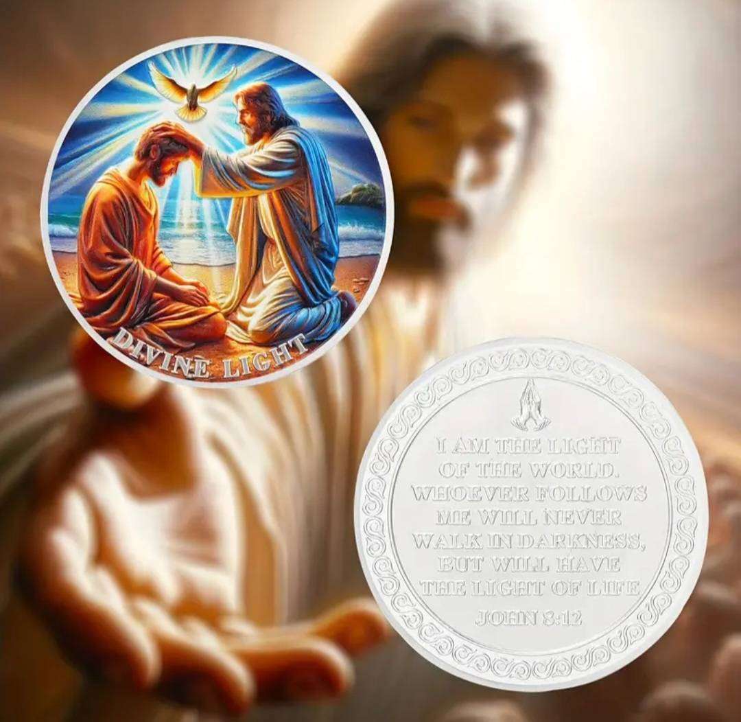 Devine Light Christian Religious Commemorative Coin 'John 8:12 New in Capsule.