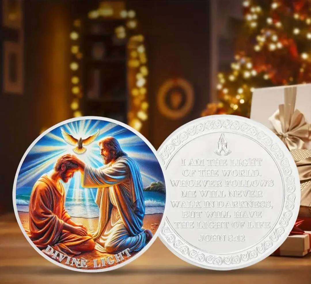 Devine Light Christian Religious Commemorative Coin 'John 8:12 New in Capsule.
