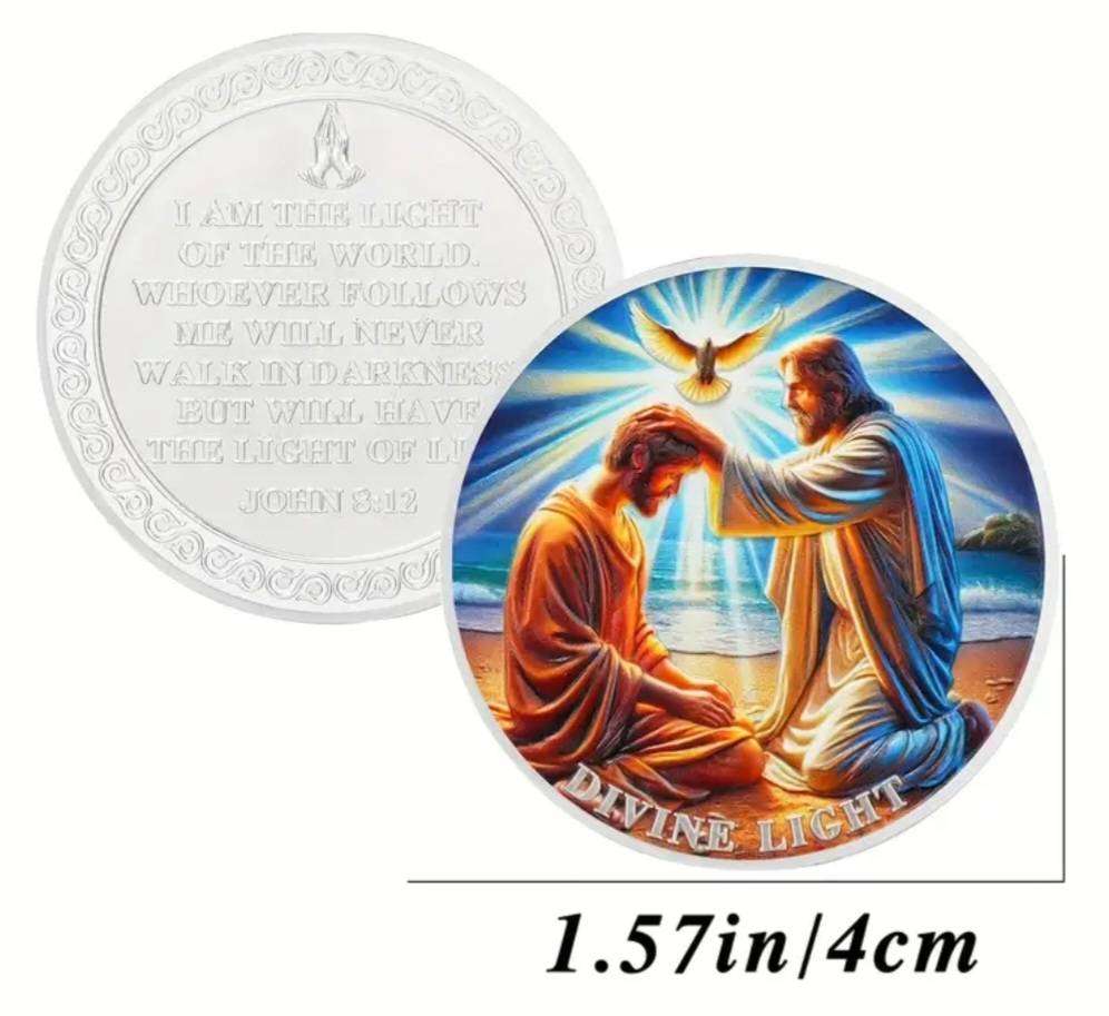 Devine Light Christian Religious Commemorative Coin 'John 8:12 New in Capsule.