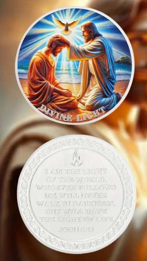 Devine Light Christian Religious Commemorative Coin 'John 8:12 New in Capsule.
