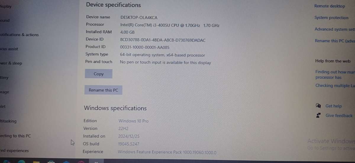 Lenova Laptop 4gb 1tb i3 for sale OLA4KCA
