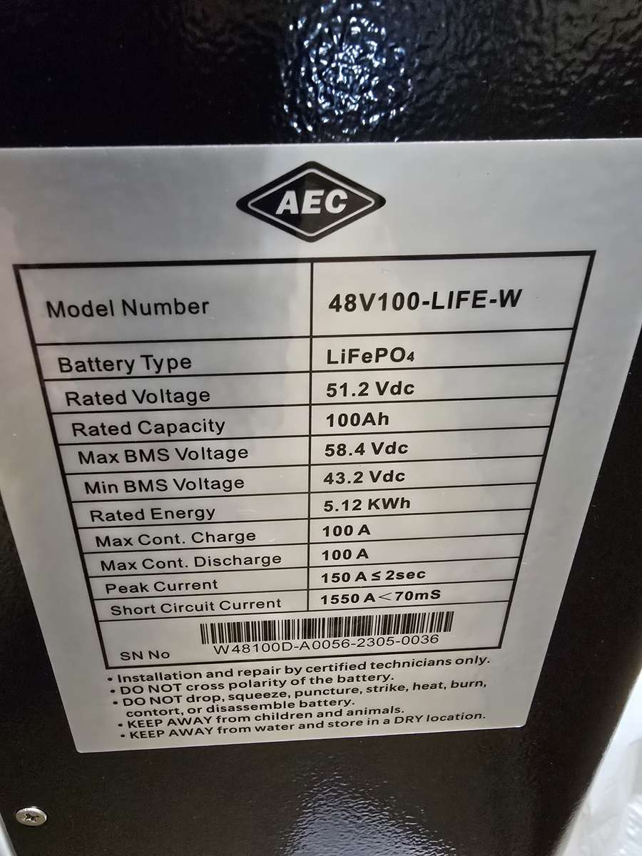 AEC Lithium Battery 48V 100AH