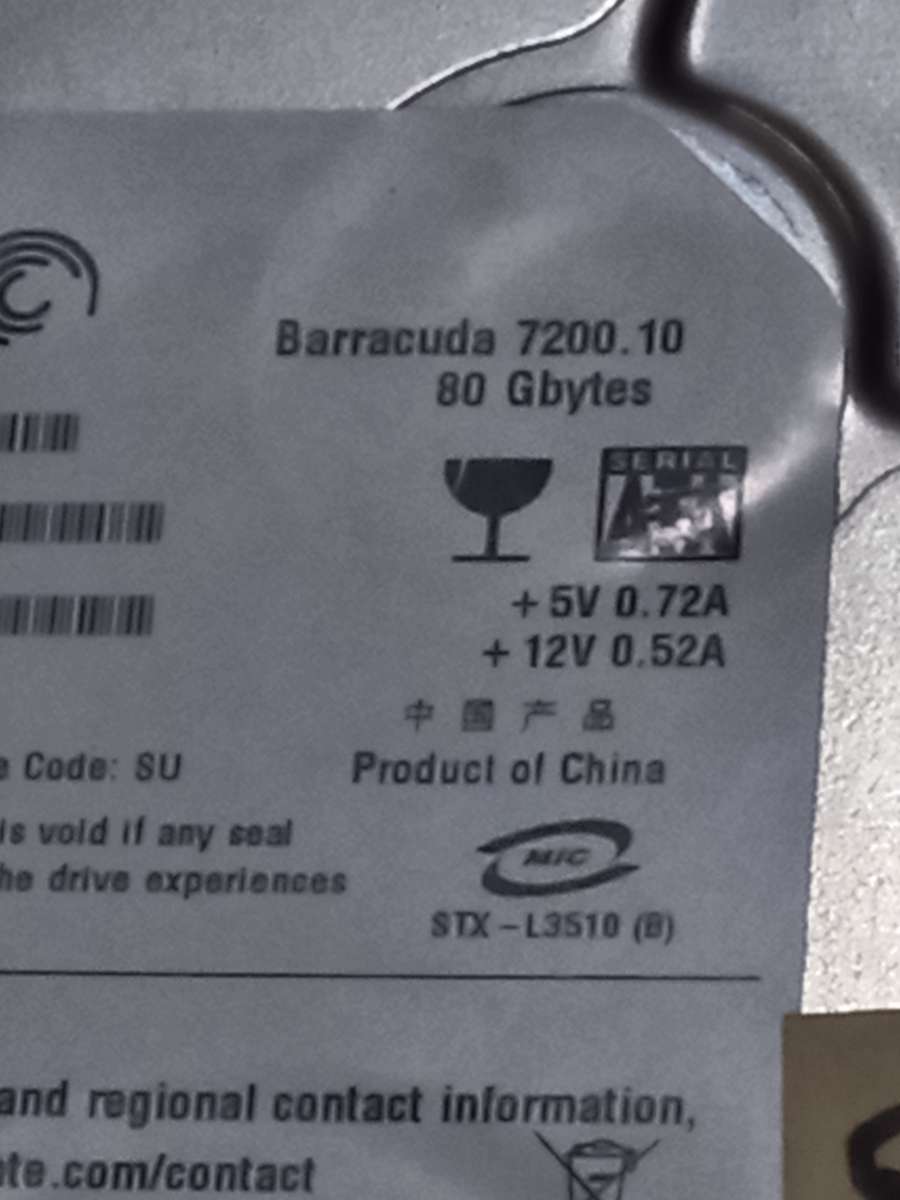Seagate Barracuda 80 gigabyte hard drive
