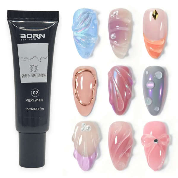 Born Beautiful 3D Sculpture Gel 15ml - 02 Milky White