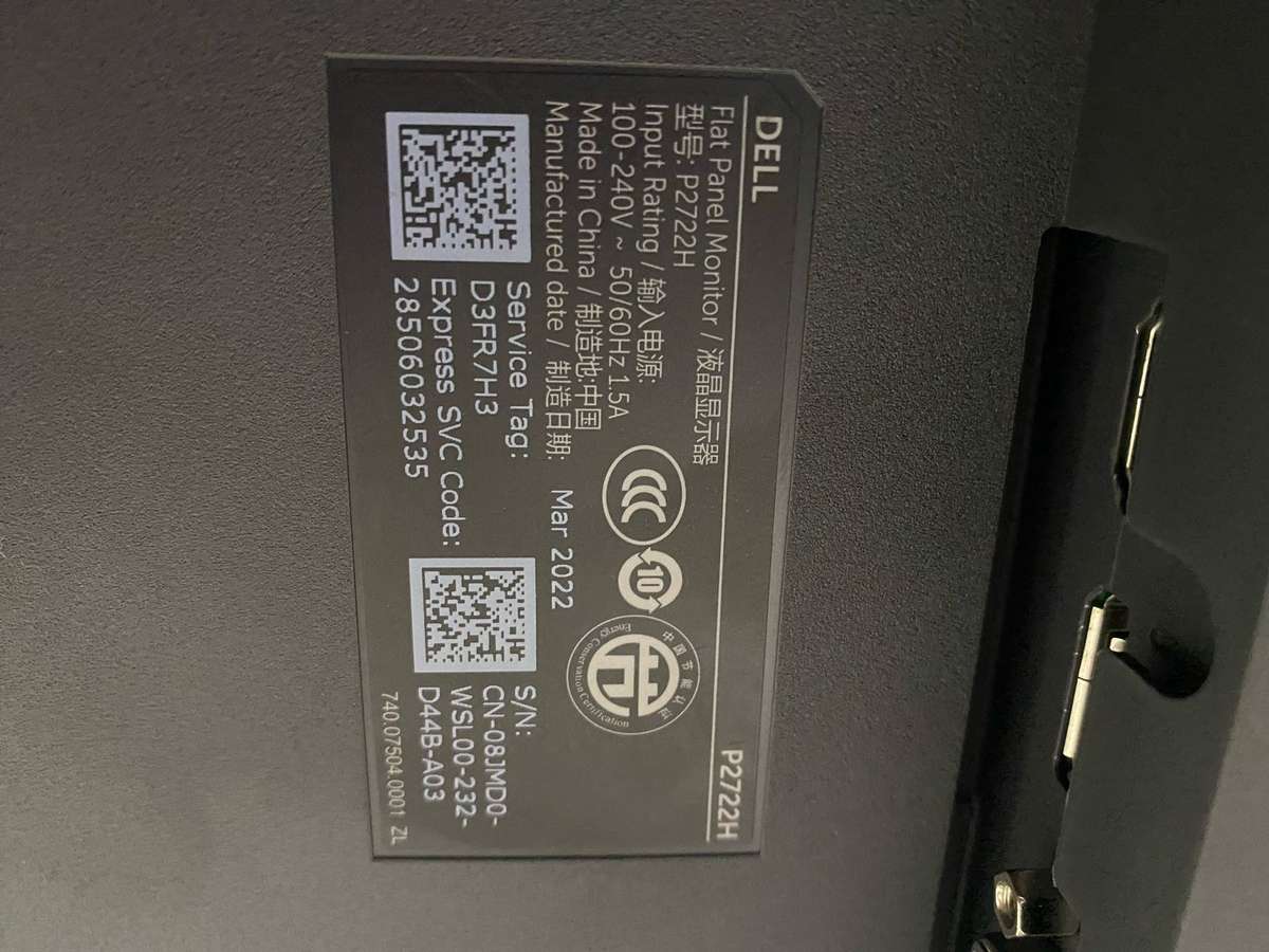 Dell P2722H 68.6cm (27") 1920 x 1080 FHD Monitor (Borderless / Frameless Monitor)