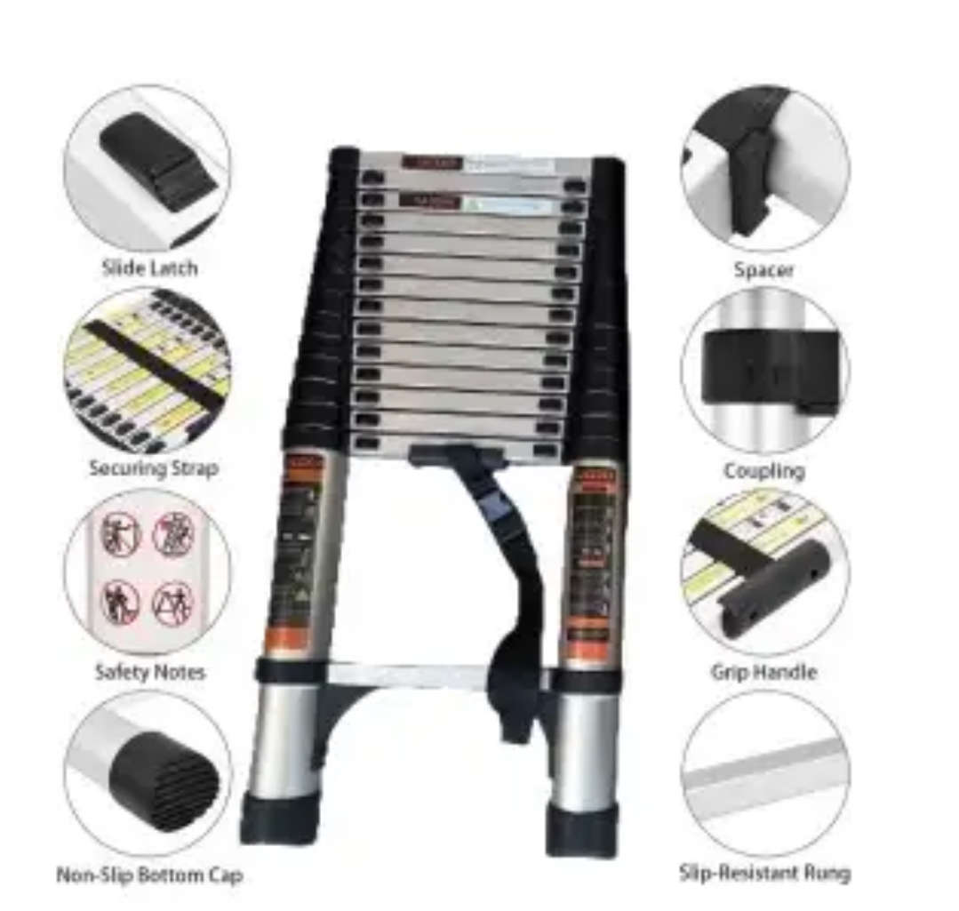 5M Telescopic Ladder Aluminum Alloy Foldable Extension Ladder