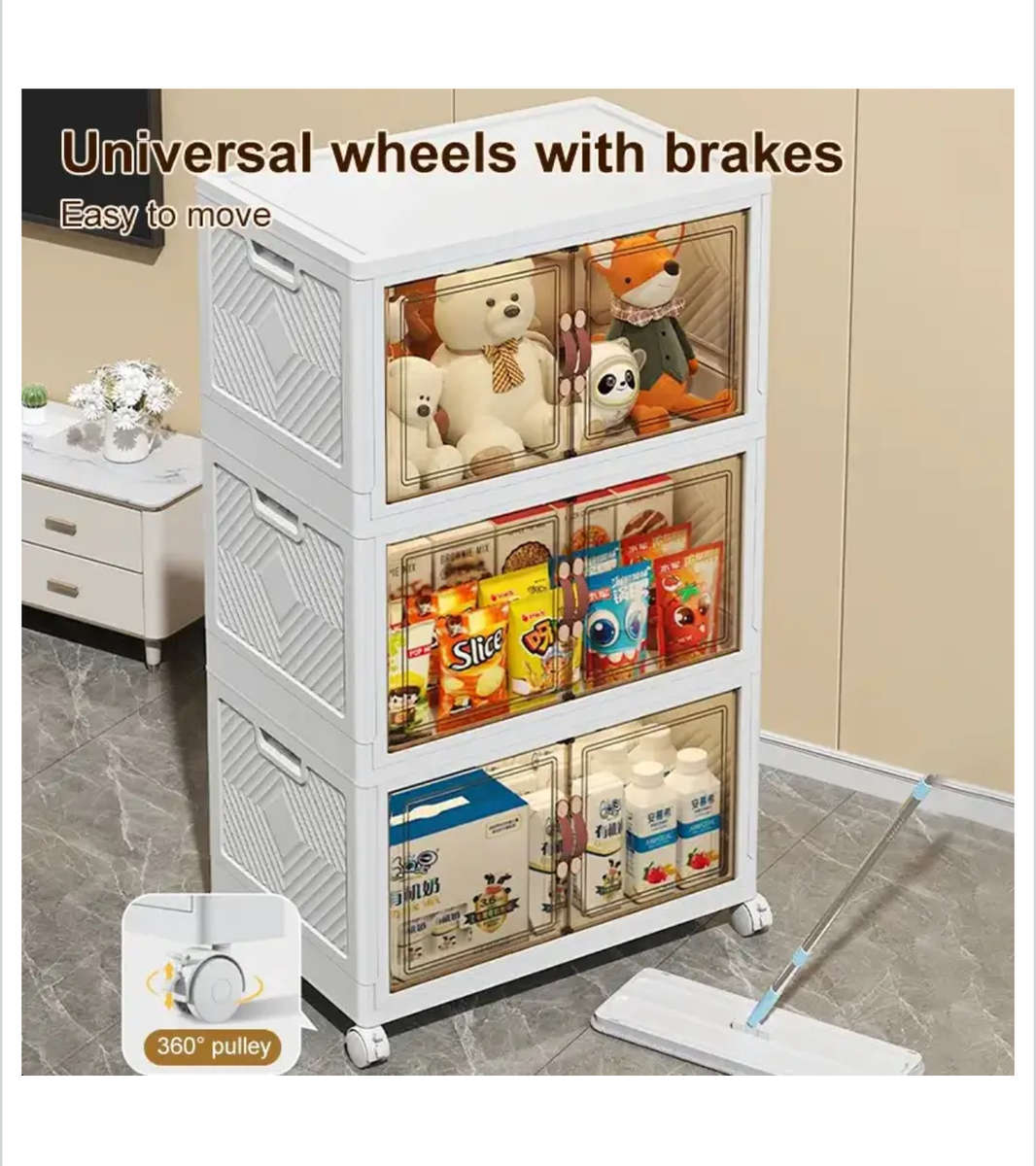 5-Layer Multi-Functional Stackable Cabinet Storage Box With Wheels