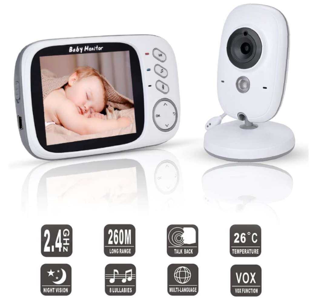 Baby Monitor with 3.2" LCD Display and Rechargeable Battery
