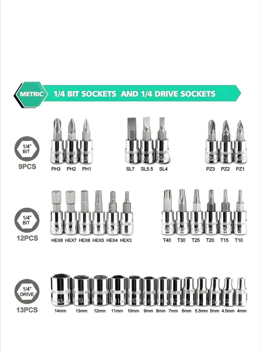 216Pcs Screwdriver Bits Socket, Spanner, and Wrench Sockets Sets Hand Tools