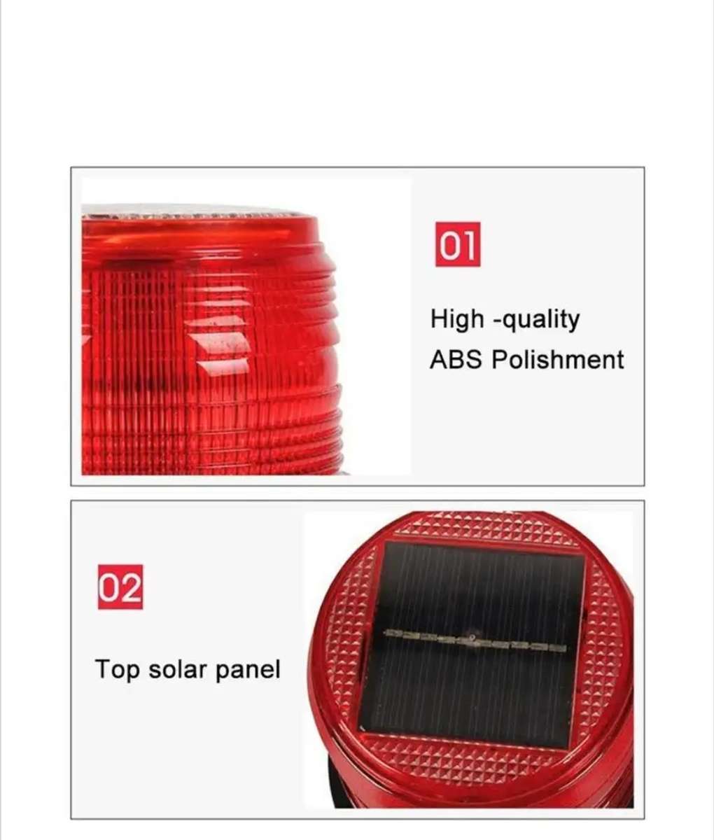 Solar Magnetic LED Strobe Warning Safety Flashing Light